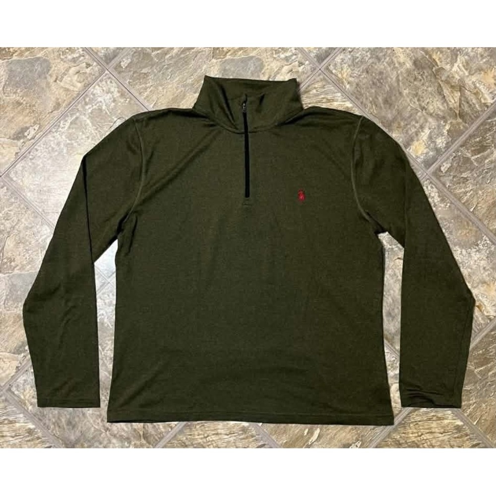 Polo Ralph Lauren Performance 1/4 Zip Mens Large Olive Green Golf Top